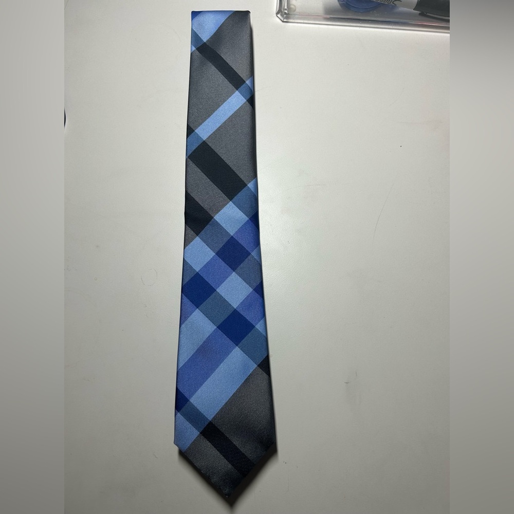 Blue and Gray Plaid Men's Tie